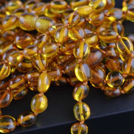 Cognac olive shape amber necklace